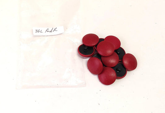 36 Line, Lamb Leather Covered Buttons in Red L (12 PC.)