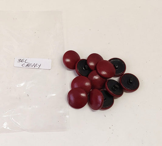 36 Line, Cowhide Leather Covered Buttons in Cherry (10 PC.)