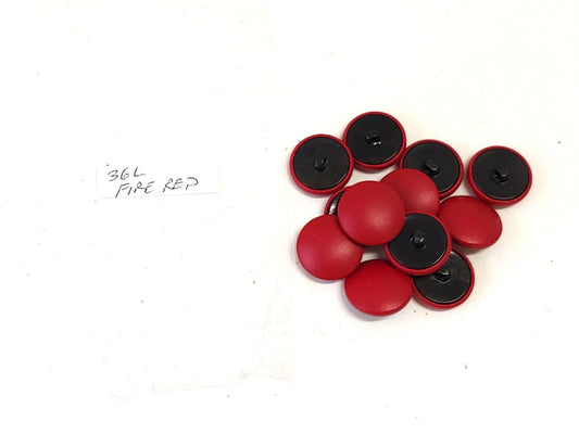 36 Line, Cowhide Leather Covered Buttons in Fire Red (12 PC.)
