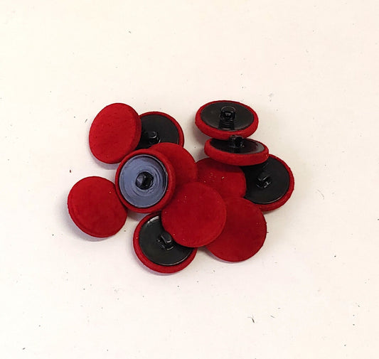 36 Line, Cowhide Leather Covered Buttons in Red Suede (12 PC.)