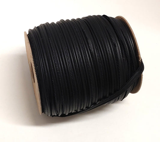 7/16" Double Cord Piping, Genuine Cowhide Leather in Black Manhattan (3 YDS) 3769XDB - bold piping; upholstery piping;