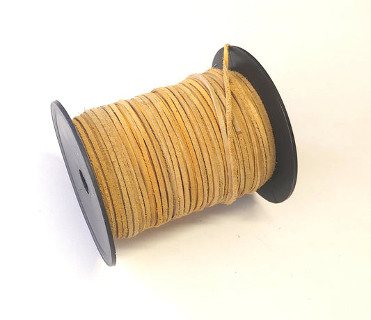 1/8" Flat Cowhide Leather Lacing in Golden Deertan (10 yds) 0125NDB - leather jewelry cord; leather lacing; dream catchers; leather crafts