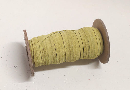 3/16" Flat Split Cow Suede Lacing in Yellow (10 yds) 0187ND4; leather jewelry cord; leather lacing; dream catchers; leather crafts