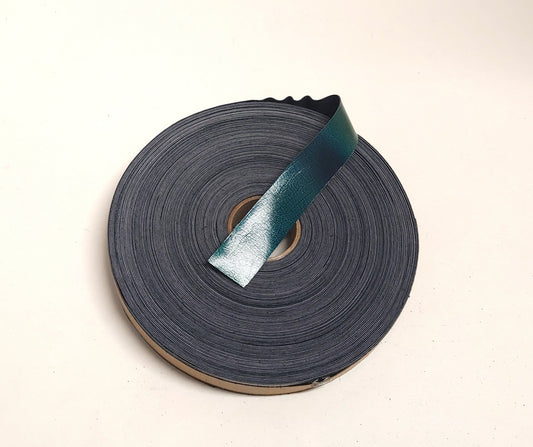 1-1/2" Flat, Leather Binding in Green Print Kid Lustre (2 YDS) 1500NKA - trim, edge binding, leather tape