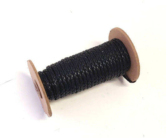 1/4" 3 Strand Braid, Cowhide Leather in Black (1 YRD) 0093RC903 -  3/32" Double Folded, Reinforced