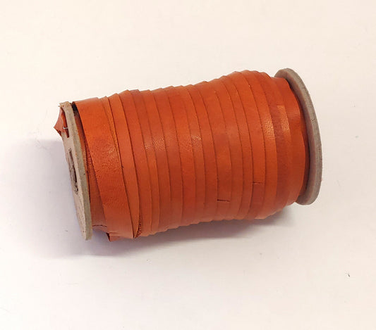 1/2" Flat, Kid Leather Lacing in Burnt Orange (5 YDS) 0500FKA