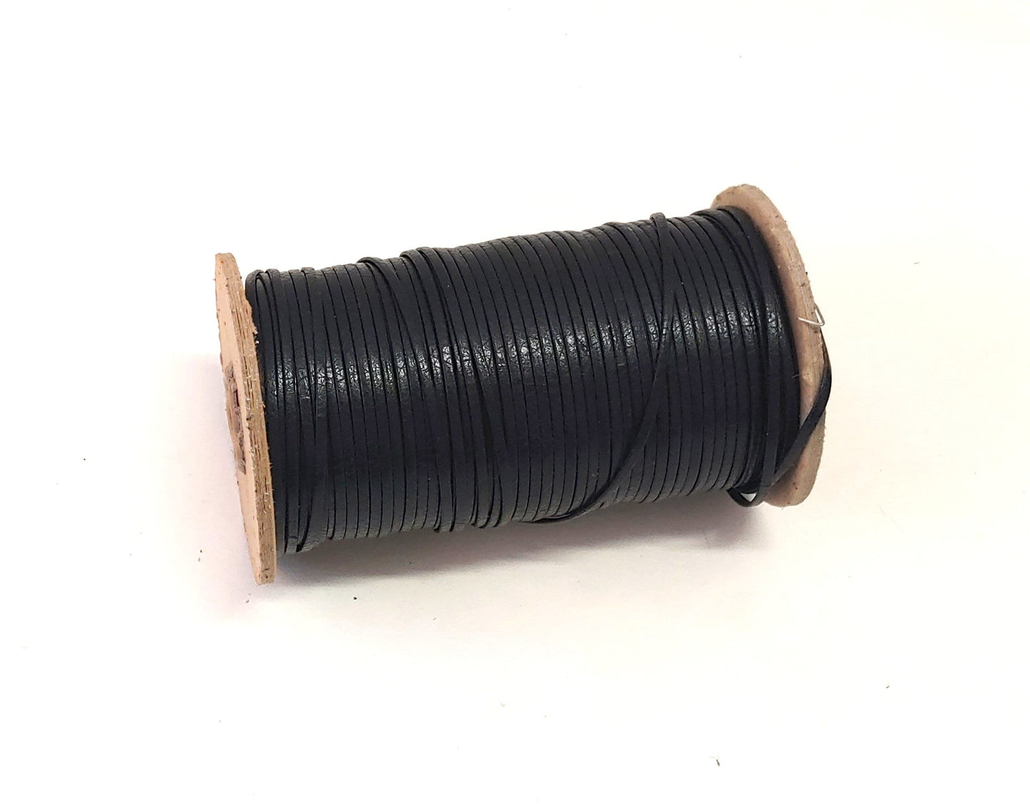 3/32" Double Folded, Reinforced, Cowhide Lacing in Black Analina (5 YDS) 0093RCB
