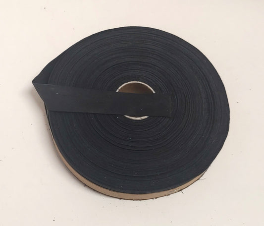 1" wide Flat Cowhide Leather Binding in Black Nubuck (3 YDS) 1000NDB leather strips; straps; edge trim; edge binding