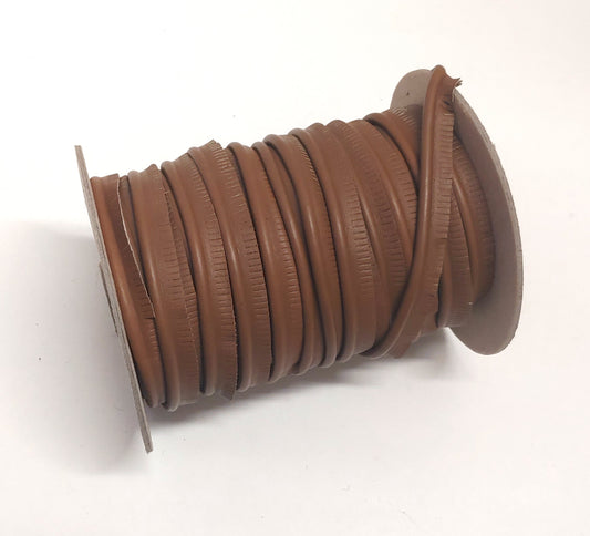 5/8" Round Cord Piping, Genuine Cowhide Leather in Lt Brown (2 YDS) 3118XDE - bold piping; upholstery piping; large cushions