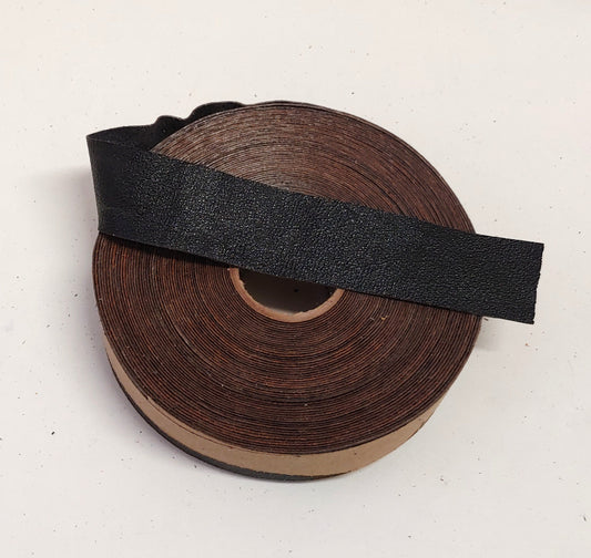 1-1/4" Flat Black Goat Leather Edge Binding 1250NKA (3 YDS) binding, leather tape