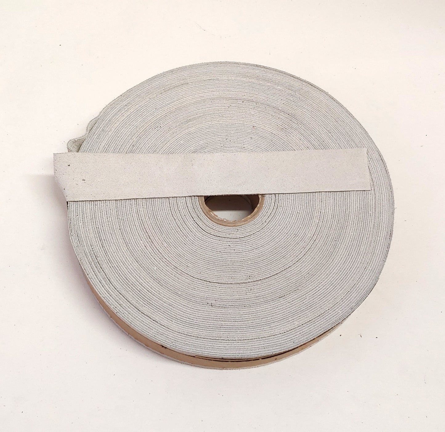 1-1/4" Flat Issy White Calf Genuine Cowhide Split Suede Leather (3 yds) 1250NC9 trim tape; edge binding; leather tape