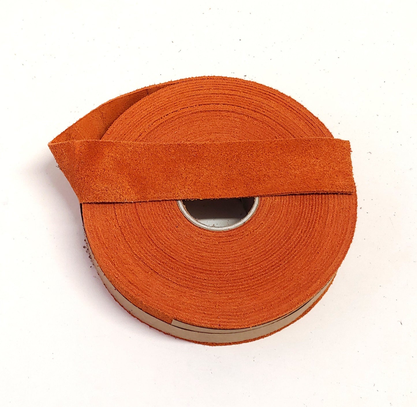 1-1/4" Flat Orange Calf Genuine Cowhide Split Suede Leather (3 yds) 1250NC9 trim tape; edge binding; leather tape