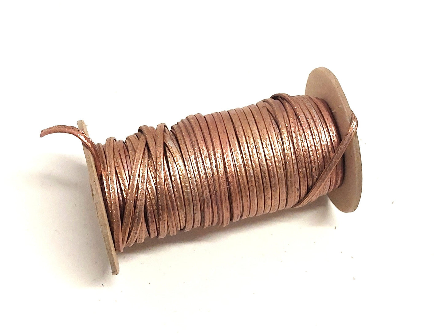 1/8" Stitched Jewelry Cord Lacing in Metallic Copper Pig Leather (41 yds) 3596XP5  NOT STRONG - discounted/damaged