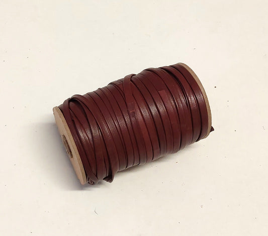 1/4" wide Lambskin Leather Lacing in Burgundy 0250BLA (5 yds) Double Folded