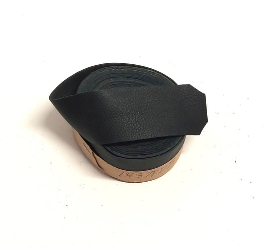 1-7/16" Flat, Cowhide Leather Binding in Black Duquessa (4.7 YDS) 1437NDB trim tape; edge binding; leather tape