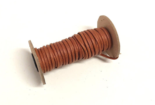 3/16" Stitched Round Reinforced Leather Jewelry Cord in Cognac (2yds  33"YDS) 3656XDB