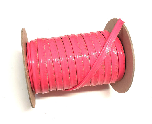 Pink Patent Polyurethane Vegan Leather Cord Piping with Slashed Edge  1/2" (5 yds) 3446XUPU welting