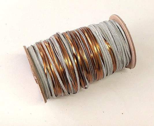 Genuine Leather Flat Lacing 3/32" (10 yds) 0093FCD in Metallic Bronze leather jewelry cord; leather lacing; dream catchers; leather crafts