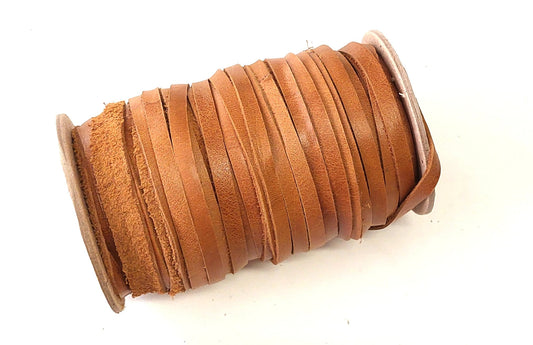 Genuine Leather Flat Lacing 3/32" (10 yds) 0093FDE in Tan UPL leather jewelry cord; leather lacing; dream catchers; leather crafts