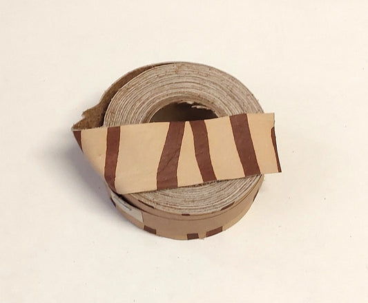 1-1/4" Flat Cowhide Leather Binding in Brown Beige Stripe Print (4 yds) 1250NDE trim tape; edge binding; leather tape