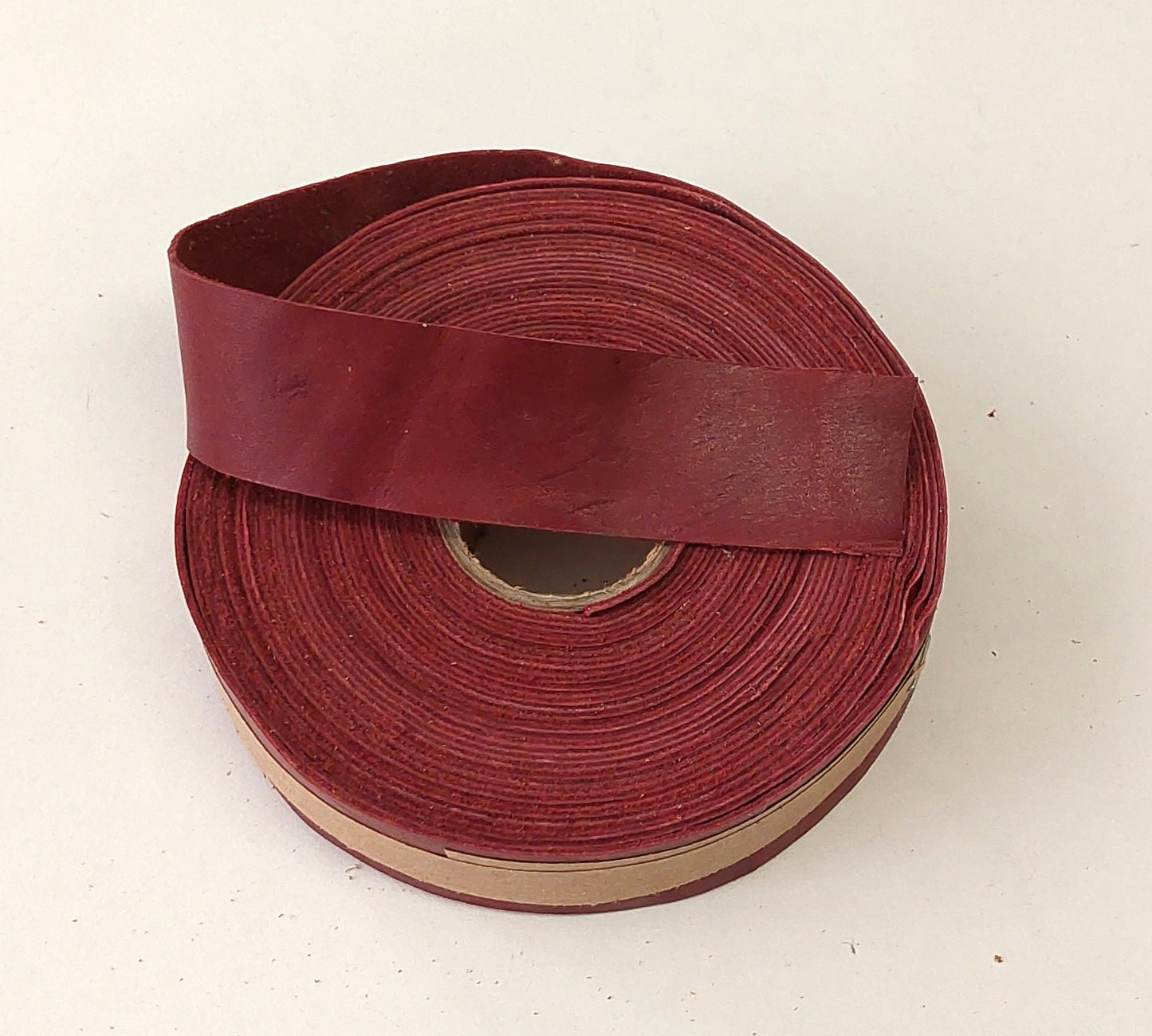 1-1/4" Flat Cowhide Leather Binding in Cherry UPL (2 yds) 1250NDE trim tape; edge binding; leather tape