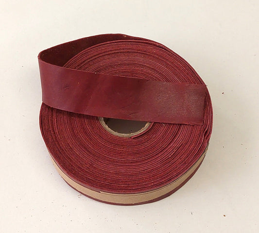 1-1/4" Flat Cowhide Leather Binding in Cherry UPL (2 yds) 1250NDE trim tape; edge binding; leather tape