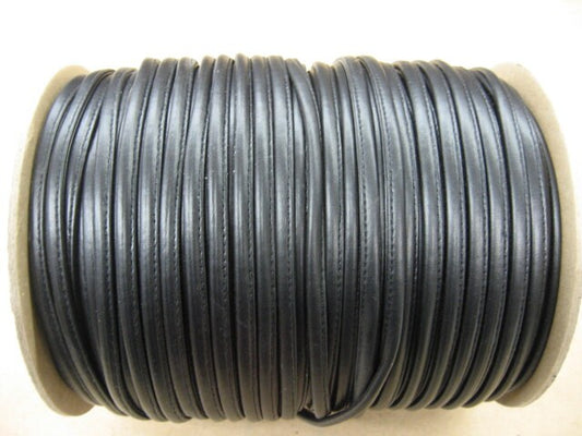 1/4" Stitched & Reinforced Black Leatherette Cord (5 yds) 2643XU Polyurethane on knit back
