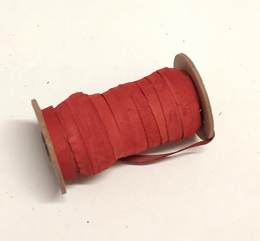 3/8" Flat Red Genuine Cowhide Suede (5 yds) 0375NC9 trim tape; edge binding; leather tape