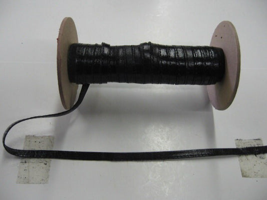 Genuine Cowhide Leather Snake Print Lacing in Black 1/4" Side-folded, Reinforced & Stitched 0250SD9S (6.5 YDS)
