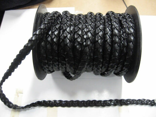 Braided Black Leatherette Stripping 5/16" Folded (2 yds) 0312BU003RR