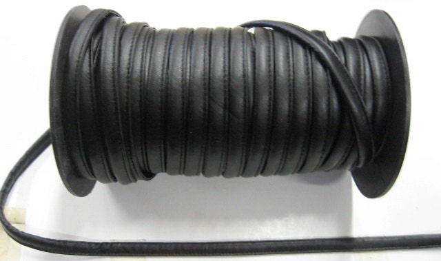 Leatherette Cord 3/8" Stitched Black Naturelle with Cord Filler (5 yds) 3217XUNAT