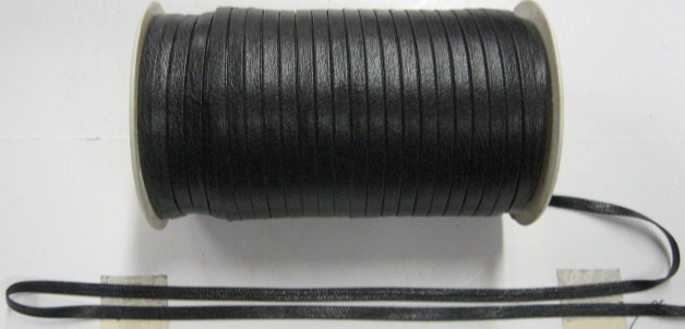 Leatherette 3/16" double folded (10 yds) 0187BU Black grain print