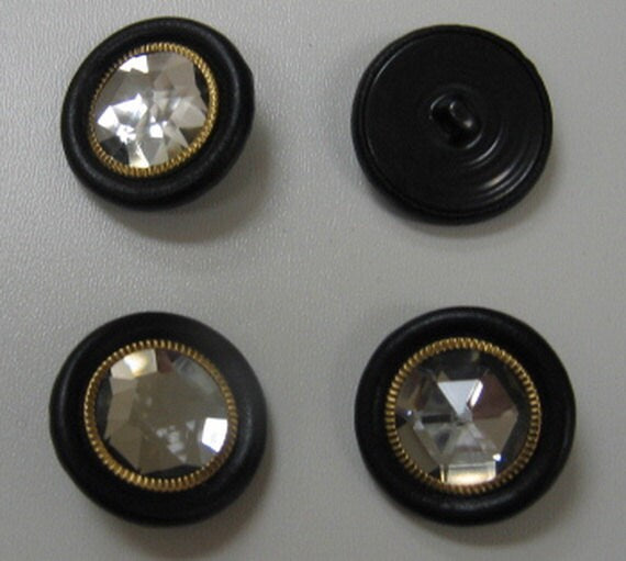 Leather Covered Buttons Hopper Backs & Jewel Centre