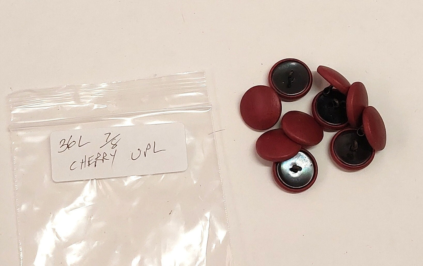 36 Line 7/8" Cowhide Leather Covered, Upholstery Loop Back Buttons in Cherry UPL (Set of 10 buttons)