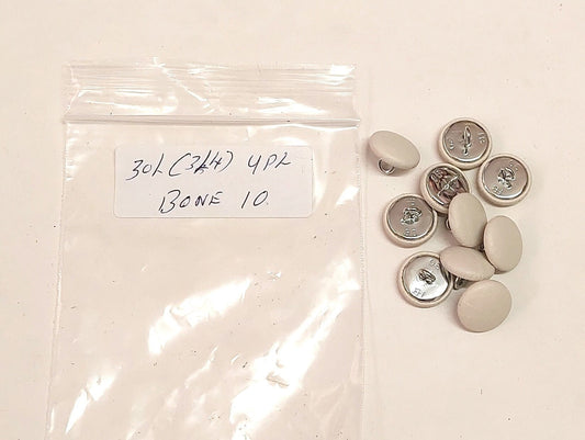 30 Line 3/4" Cowhide Leather Covered, Upholstery Loop Back Buttons in Bone UPL (Set of 10 buttons)