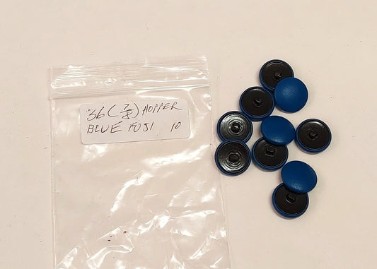 36 Line, Cowhide Leather Covered, Hopper Back Buttons in Blue Fuji (Set of 10 buttons)