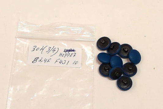 30 Line, Cowhide Leather Covered, Hopper Back Buttons in Blue Fuji (Set of 10 buttons)