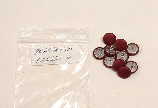 30 Line 3/4" Cowhide Leather Covered, Upholstery Loop Back Buttons in Cherry UPL (Set of 10 buttons)