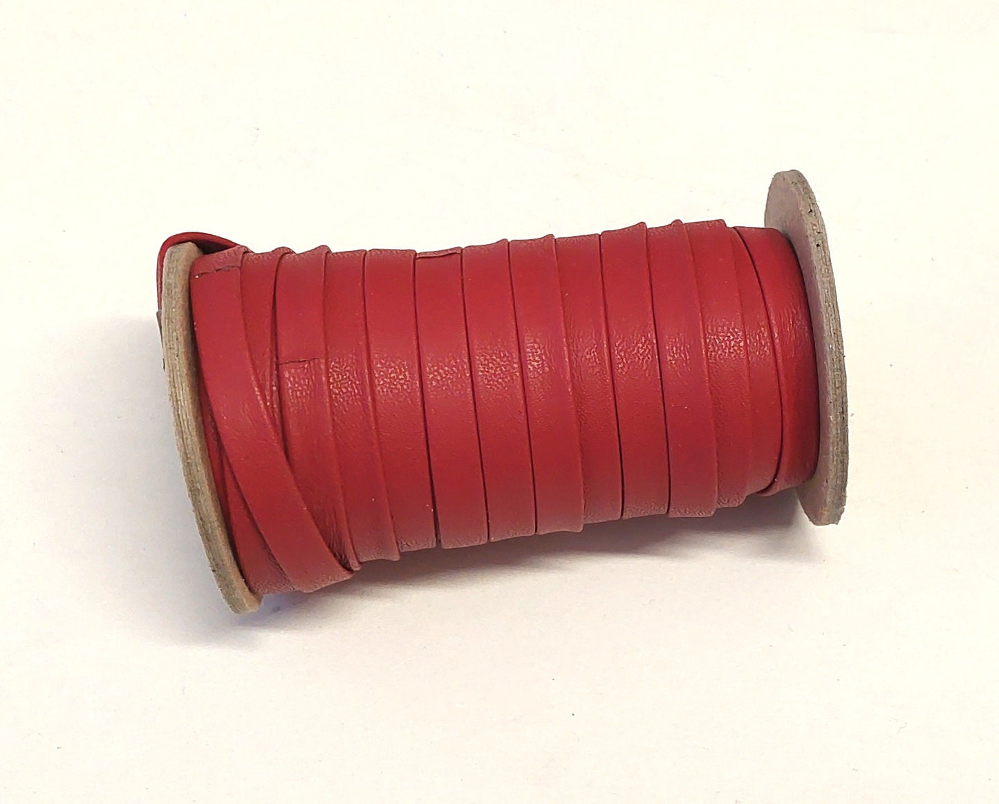 3/8" wide Leather Strip in Red Duquessa Cowhide Leather (3 yds) 3701XDB Double-folded  Reinforced