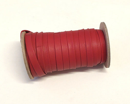 3/8" wide Leather Strip in Red Duquessa Cowhide Leather (3 yds) 3701XDB Double-folded  Reinforced
