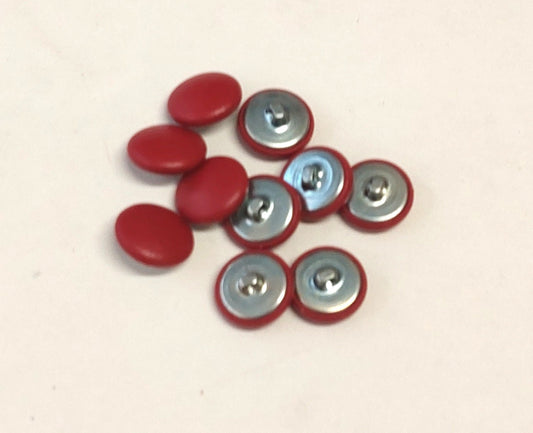 30 Line, Cowhide Covered, Hopper Back Buttons in Fire Red (10 PC.)