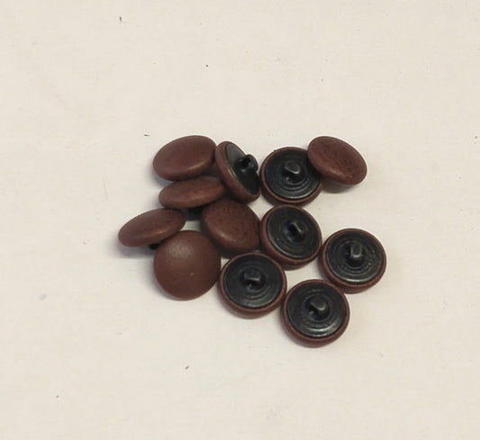 30 Line, Cowhide Leather Covered, Hopper Back Buttons in Mocha Brown (10 PC.)