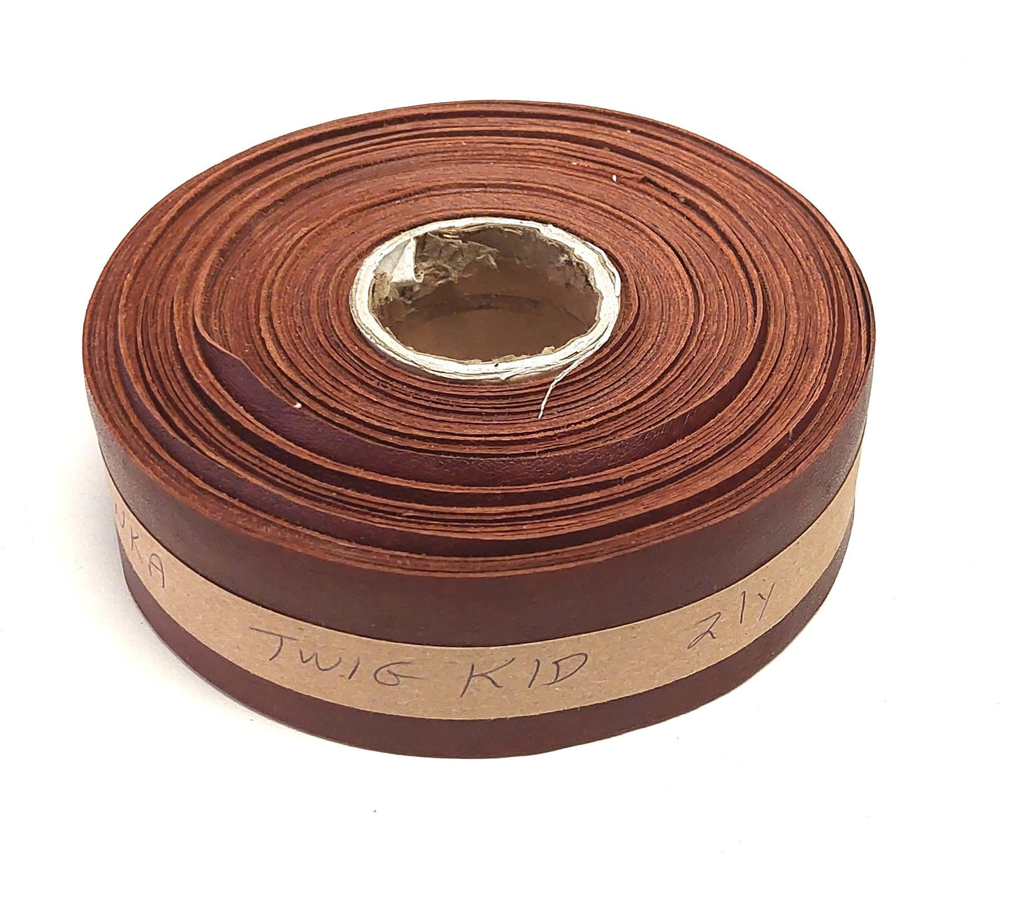 1-1/2" Flat, Leather Binding in Twig Kid (2 YDS) 1500NKA - trim, edge binding, leather tape