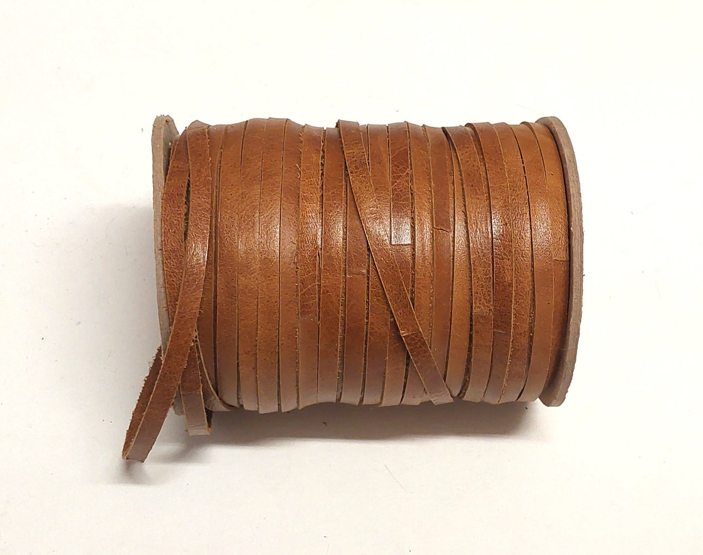 Genuine Leather Flat Lacing 1/4" (10 yds) 0250NDE in Cognac UPL leather jewelry cord; leather lacing; dream catchers; leather crafts
