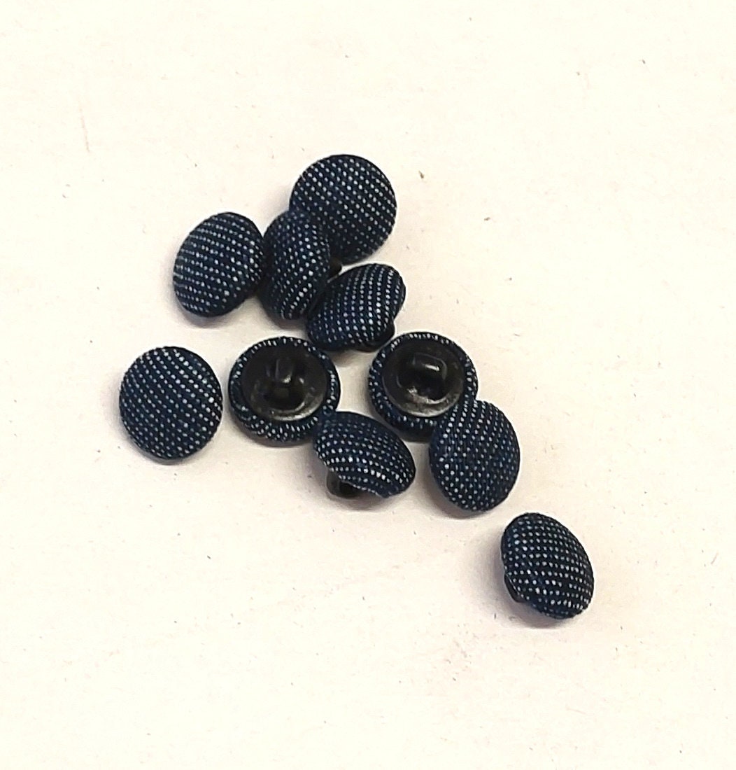 Denim Fabric Half Ball Covered Buttons with Hopper Back (10 PC.) Choose your Size