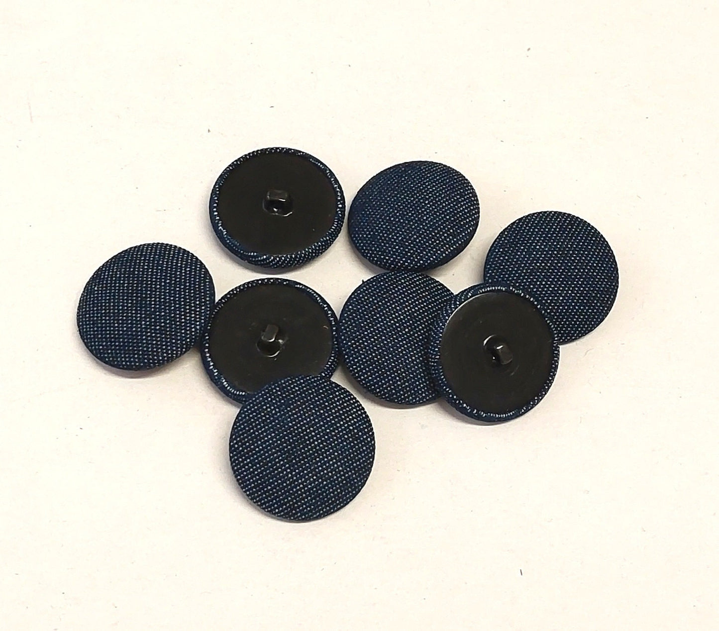 Denim Fabric Half Ball Covered Buttons with Hopper Back (10 PC.) Choose your Size
