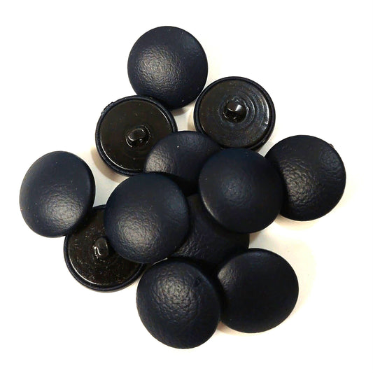 36 Line 7/8" Cowhide Leather Covered, Hopper Back Buttons in Dark Navy (Set of 10 buttons)