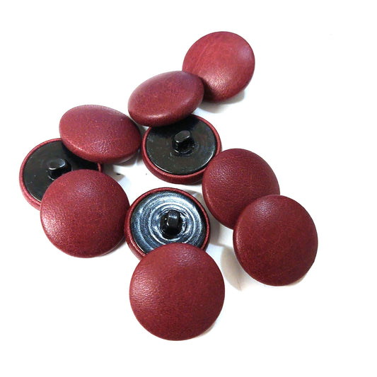 36 Line, Cowhide Leather Covered Buttons in Glazed Burgundy (10 PC.)