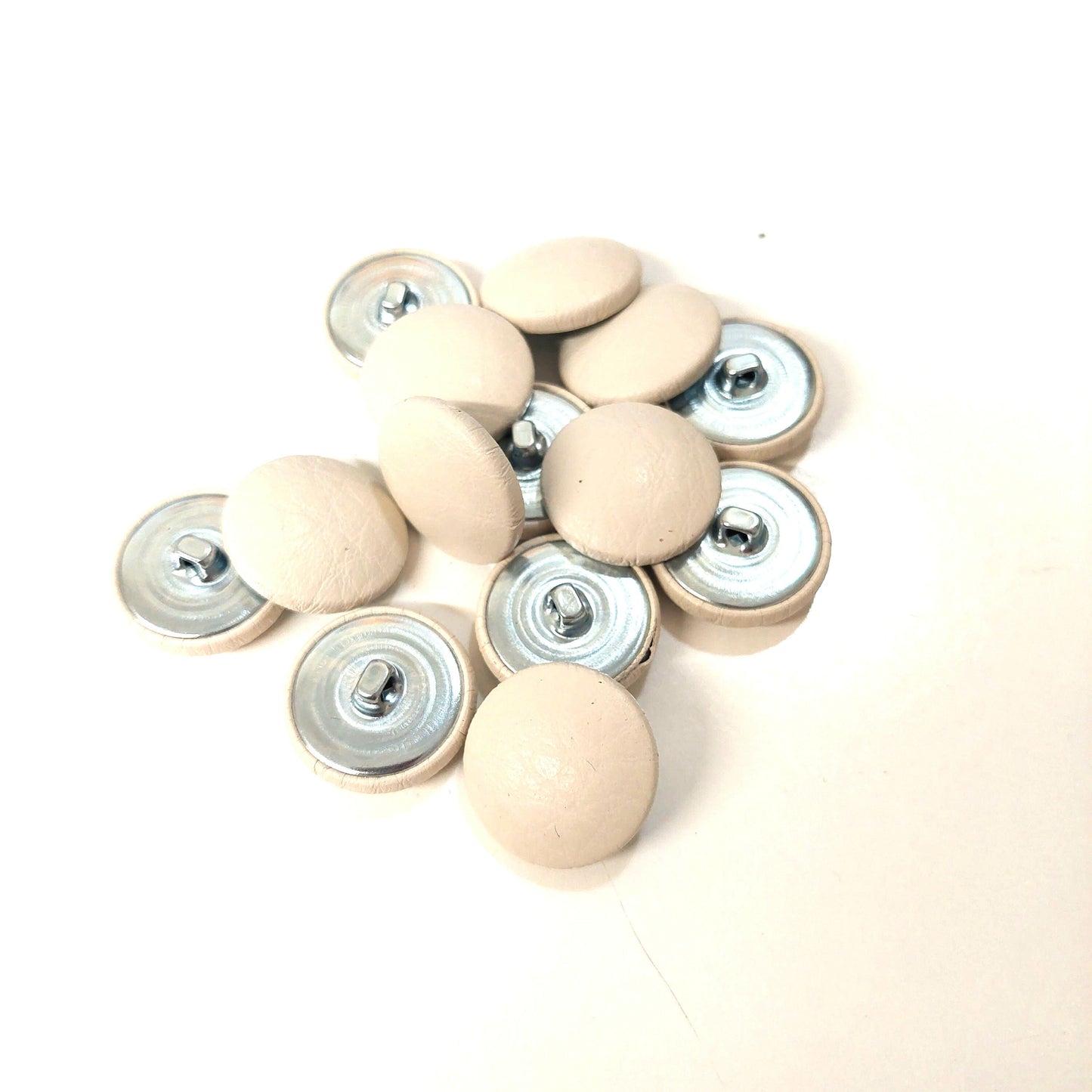 Cowhide Covered, Hopper Back Buttons in Cream (12 PC.)
