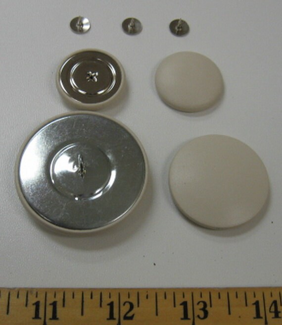 Leather Covered Button Set #15 Bone
